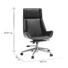 Chaise & Tabouret Miliboo | Fauteuil De Bureau De Direction Design Noir, Bois Fonc Noyer Et Acier Chrom Curved