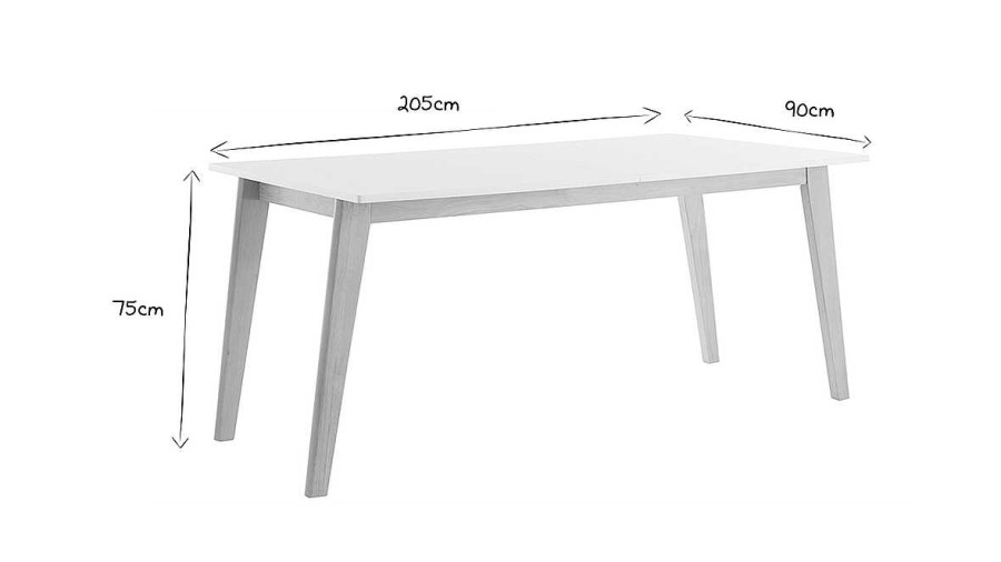 Table Miliboo Table Extensible | Table Extensible Rallonges Int Gr Es Rectangulaire Blanche Et Bois Clair L160-205 Cm Swad