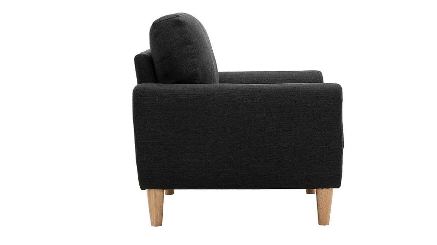 Canap & Fauteuil Miliboo Fauteuil Design | Fauteuil Scandinave En Tissu Gris Anthracite Et Bois Clair Alice