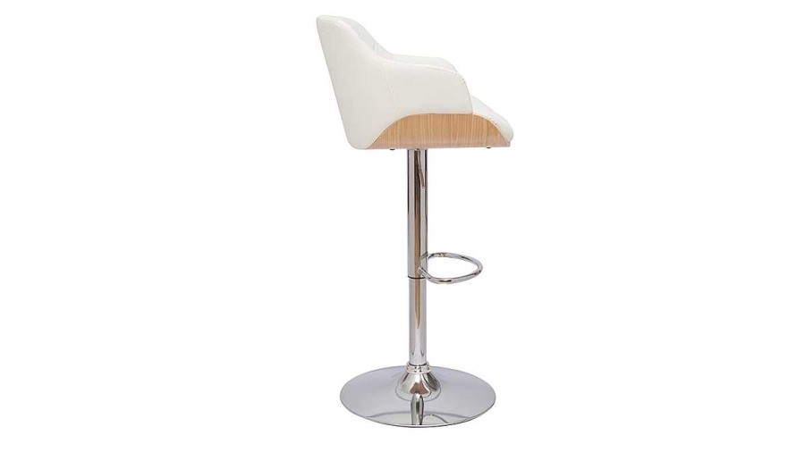 Chaise & Tabouret Miliboo Tabouret De Bar | Tabouret De Bar Design R Glable Blanc Et Bois Clair Lucien