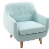 Canap & Fauteuil Miliboo Fauteuil Design | Fauteuil D Houssable Scandinave En Tissu Menthe L'Eau Et Bois Clair Ynok