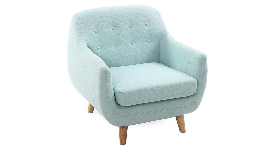 Canap & Fauteuil Miliboo Fauteuil Design | Fauteuil D Houssable Scandinave En Tissu Menthe L'Eau Et Bois Clair Ynok