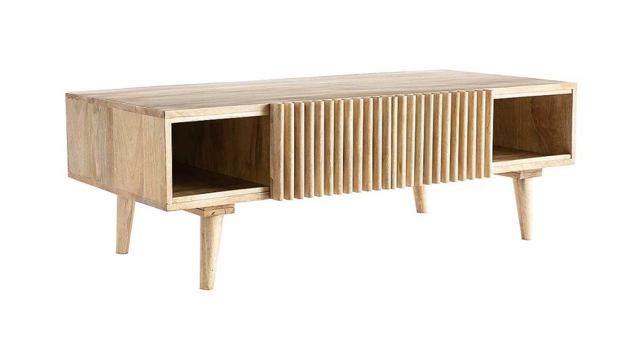 Table Miliboo | Table Basse Avec Portes Coulissantes Bois Manguier Massif Alba