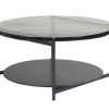 Table Miliboo | Table Basse Ronde Avec Double Plateau En Verre Recycl Et M Tal Noir D85 Cm Welle