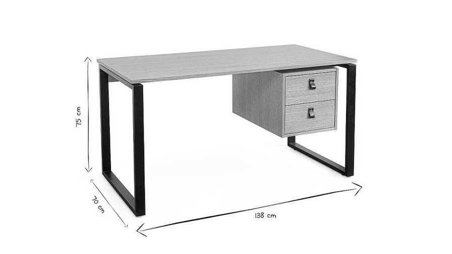 Bureau Miliboo Bureau Design | Bureau Avec Rangements 2 Tiroirs Bois Clair Ch Ne Et M Tal Noir L138 Cm Opal