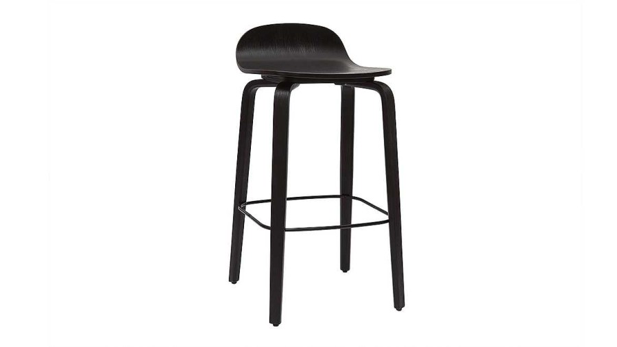 Chaise & Tabouret Miliboo Tabouret De Bar | Tabourets De Bar Vintage Bois Noir H68 Cm (Lot De 2) Obra