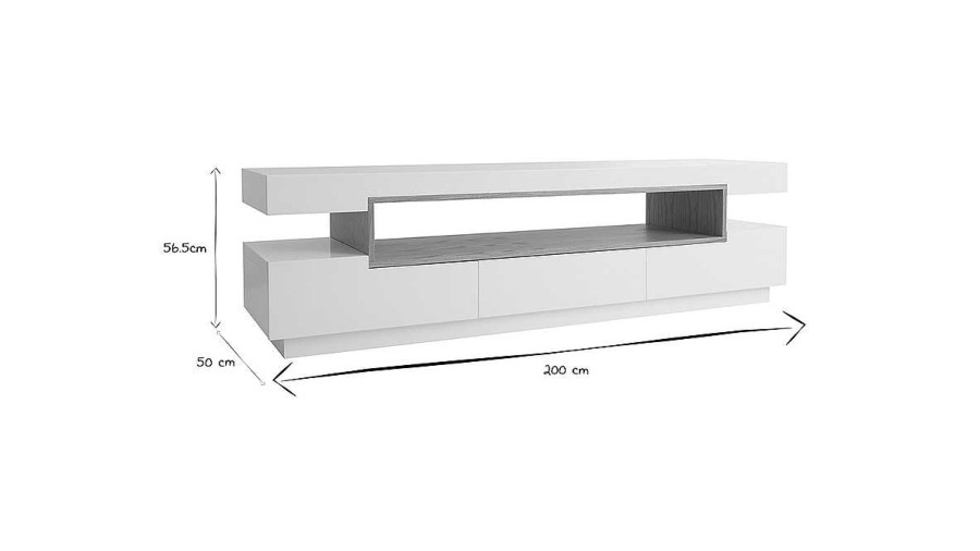 Rangement Miliboo Meuble Tv Design | Meuble Tv Design Blanc Et Bois L200 Cm Livo