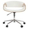 Chaise & Tabouret Miliboo | Chaise De Bureau Roulettes Design Blanc, Bois Clair Et Acier Chrom Aramis