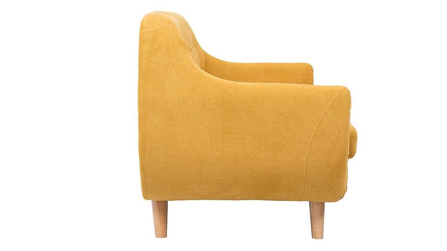 Canap & Fauteuil Miliboo Canap Design | Canap Scandinave D Houssable 2 Places En Tissu Effet Velours Jaune Moutarde Et Bois Clair Ynok