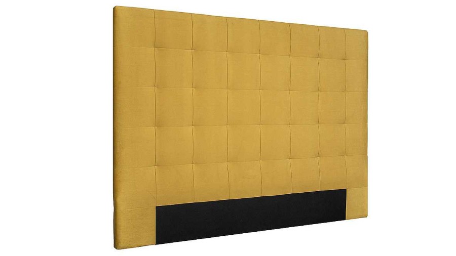 Chambre Miliboo | T Te De Lit Capitonn E En Tissu Velours Jaune Moutarde L160 Cm Halciona