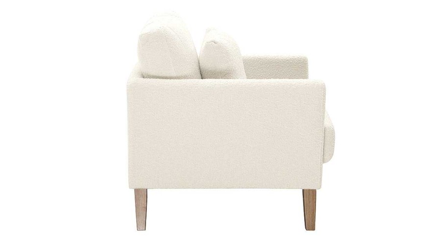 Canap & Fauteuil Miliboo Fauteuil Design | Fauteuil Scandinave D Houssable En Tissu Effet Laine Boucl E Blanc Cass Et Bois Clair Oslo