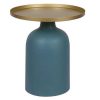 Table Miliboo | Table D'Appoint Design Ronde En M Tal Bleu P Trole Mat Et Plateau Dor Ramses