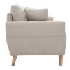 Canap & Fauteuil Miliboo Canap Design | Canap 3 Places En Tissu Beige Et Bois Clair Munik