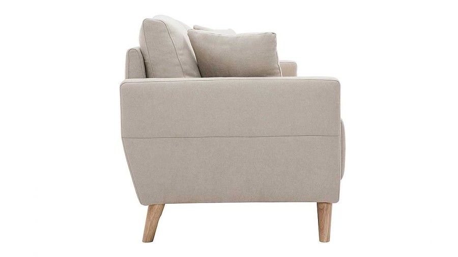 Canap & Fauteuil Miliboo Canap Design | Canap 3 Places En Tissu Beige Et Bois Clair Munik