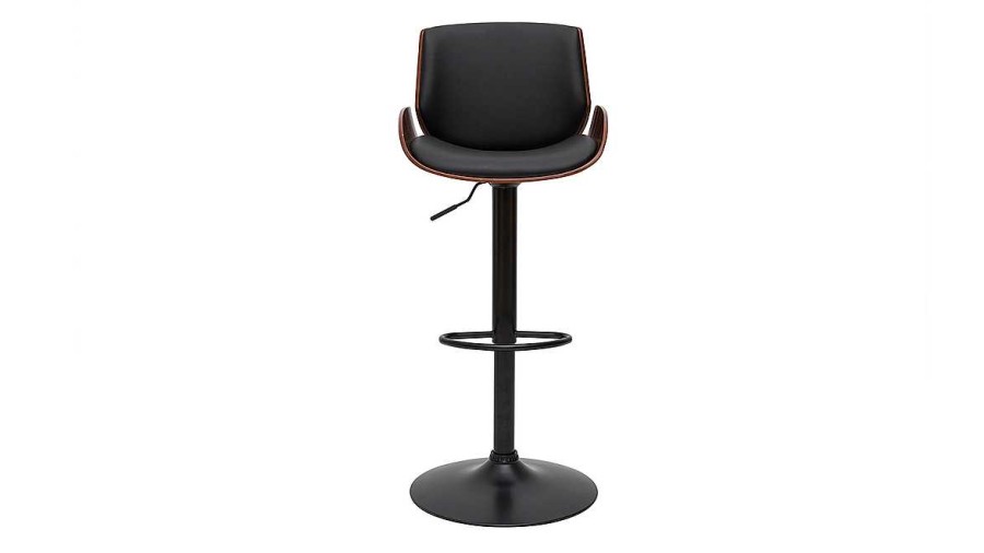 Chaise & Tabouret Miliboo Tabouret De Bar | Tabouret De Bar Relevable Noir Et Bois Fonc Vesper