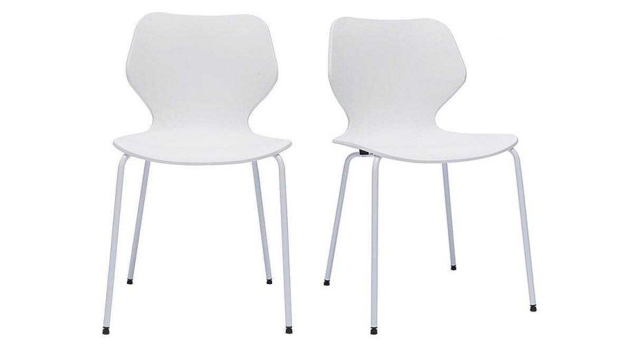 Jardin Miliboo | Chaises Design Blanches Int Rieur - Ext Rieur (Lot De 2) Flip