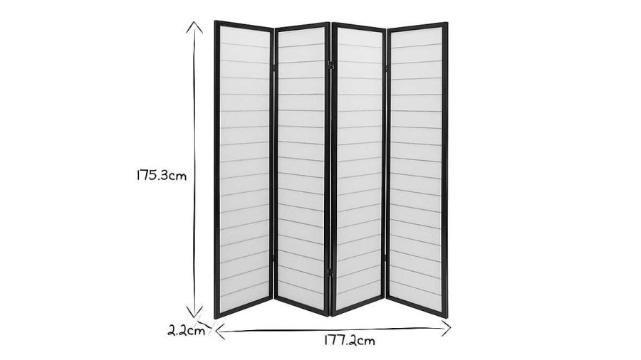 D Co Miliboo | Paravent Japonais En Bois Noir Et Papier De Riz L177 Cm Gibon