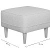 Canap & Fauteuil Miliboo | Pouf Repose-Pieds En Tissu Gris Clair Et Bois Clair Papel