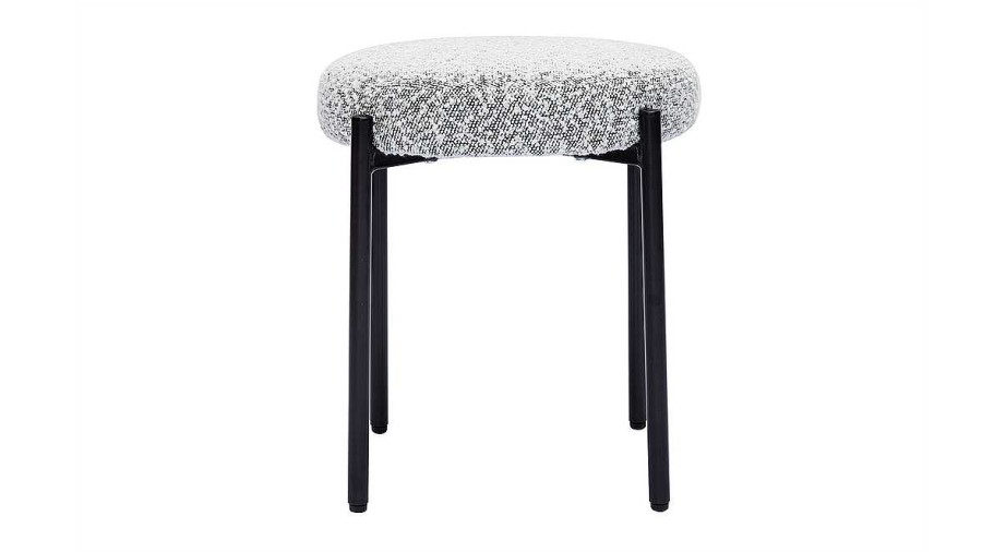 Chaise & Tabouret Miliboo Chaise Design | Tabouret Bas Empilable En Tissu Effet Laine Boucl E Gris Chin Et M Tal Noir H41 Cm Kiko