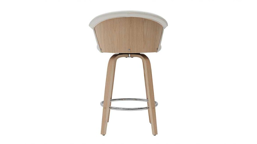 Chaise & Tabouret Miliboo Tabouret De Bar | Tabouret De Bar Design Pivotant Blanc Et Bois Clair H65Cm Albin