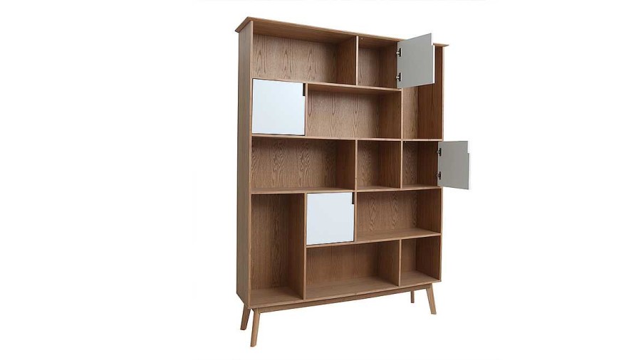 Bureau Miliboo | Biblioth Que Design Finition Bois Ch Ne Et Blanc L150 Cm Ingrid