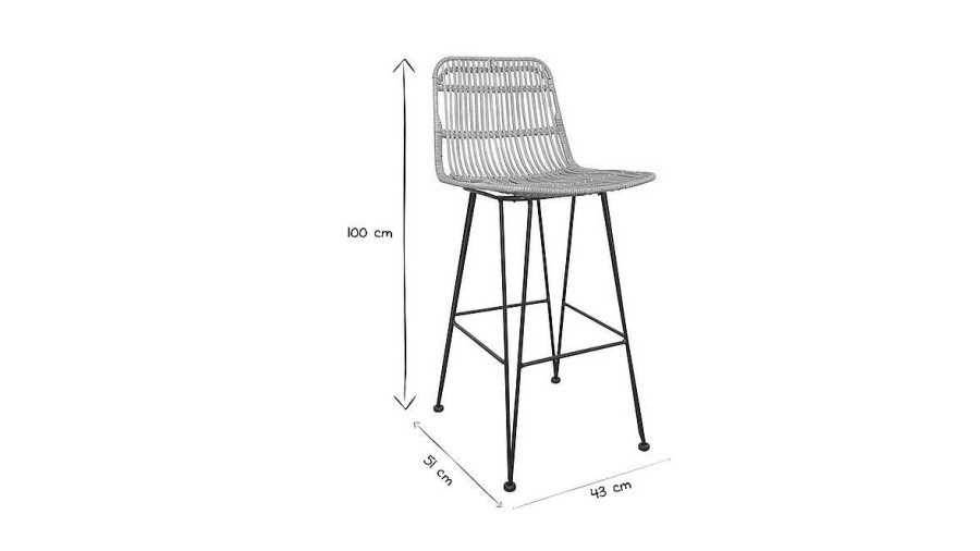 Chaise & Tabouret Miliboo Tabouret De Bar | Tabourets De Bar En Rotin (Lot De 2) Malacca