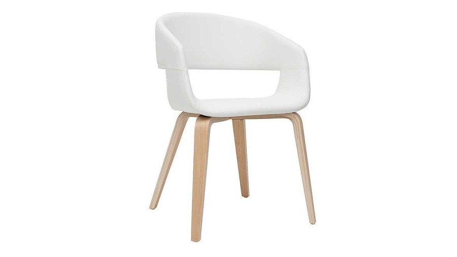 Chaise & Tabouret Miliboo Chaise Design | Chaises Design Blanc Et Bois Clair (Lot De 2) Slam