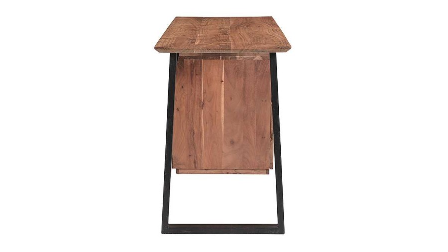 Bureau Miliboo Bureau Design | Bureau Avec Rangements 3 Tiroirs Industriel Bois Massif Et M Tal Noir L130 Cm Horace