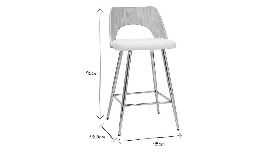 Chaise & Tabouret Miliboo Tabouret De Bar | Tabourets De Bar Design Bois Et Blanc H66.5 (Lot De 2) Falcom