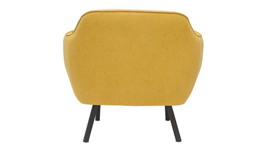 Canap & Fauteuil Miliboo Fauteuil Design | Fauteuil Design En Tissu Effet Velours Jaune Moutarde Et M Tal Noir Laurens