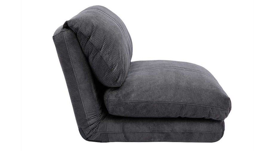 Canap & Fauteuil Miliboo | Chauffeuse 1 Place Convertible En Tissu Velours C Tel Gris Fonc Spencer