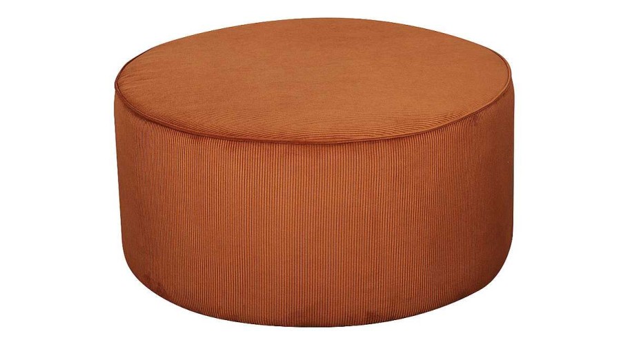 Canap & Fauteuil Miliboo | Pouf Rond En Tissu Velours C Tel Terre Brul E D70 Cm Louis