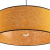 Luminaire Miliboo | Suspension Cylindrique En Lin Jaune Moutarde Et Rabane Naturelle D50 Cm Traves