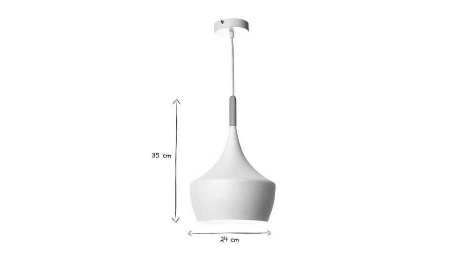 Luminaire Miliboo | Suspension En M Tal Blanc Et D Tail Bois Clair D24Cm Java