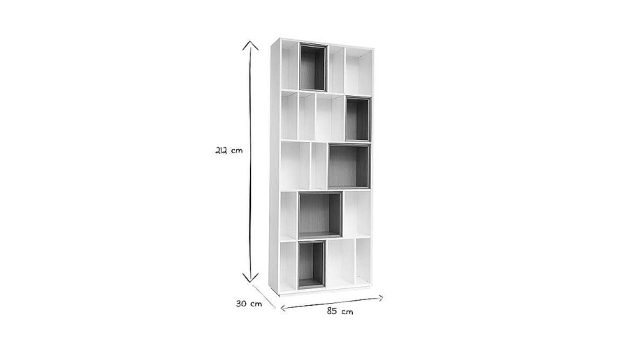 Bureau Miliboo | Biblioth Que Modulable Blanche Et Finition Bois Clair Ch Ne L85 Cm Jazz