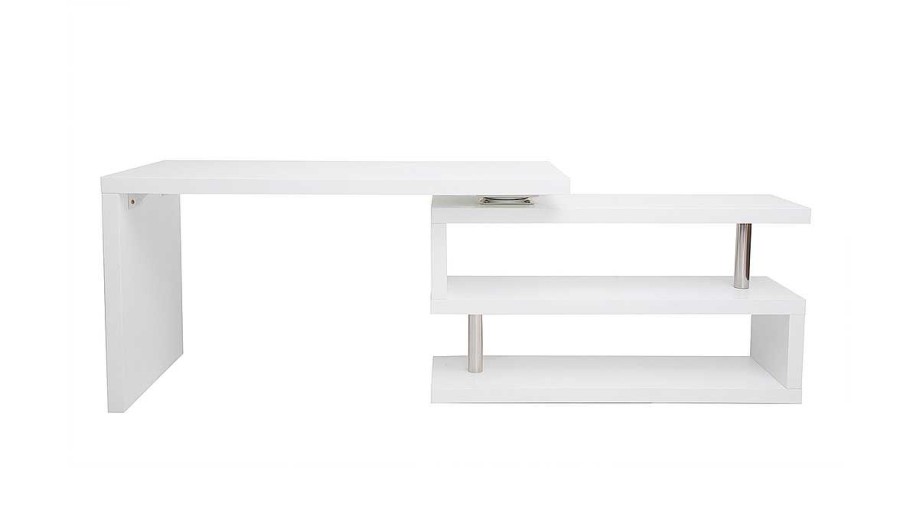 Bureau Miliboo Bureau Design | Bureau Modulable Design Blanc Mat L140-218 Cm Max