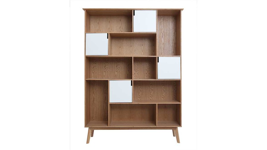 Bureau Miliboo | Biblioth Que Design Finition Bois Ch Ne Et Blanc L150 Cm Ingrid