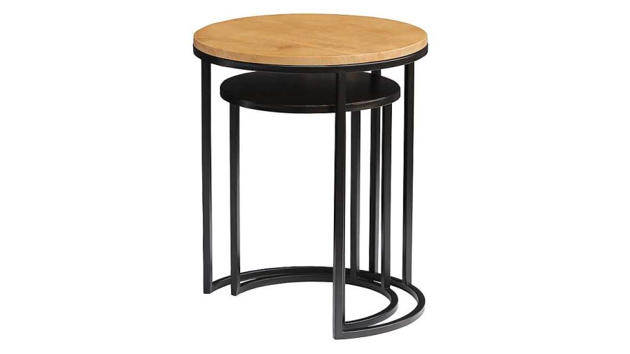 Table Miliboo | Tables D'Appoint Gigognes En Bois Manguier Massif Et M Tal Noir Tahl