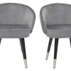 Chaise & Tabouret Miliboo Chaise Design | Chaises Design En Tissu Velours Gris, Bois Noir Et M Tal Dor (Lot De 2) Brizo