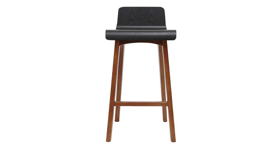 Chaise & Tabouret Miliboo Tabouret De Bar | Chaise De Bar Scandinave Noir Et Bois Fonc H65 Cm Baltik