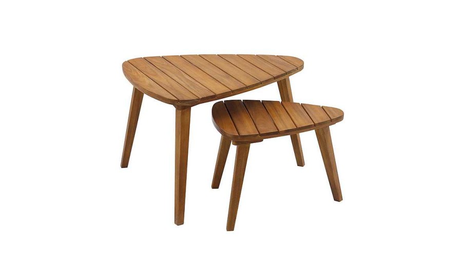 Jardin Miliboo | Tables Basses Gigognes En Bois Massif (Lot De 2) Elqui