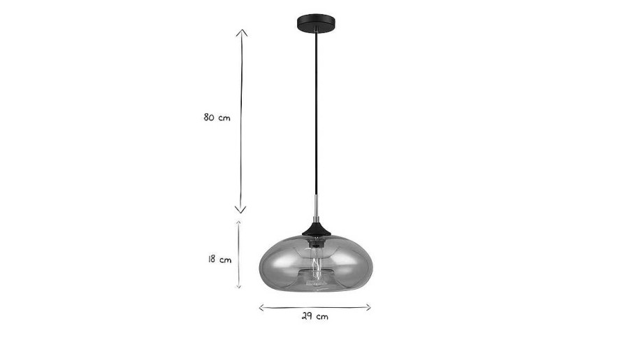 Luminaire Miliboo | Suspension Design En Verre Souffl Fum D29 Cm Mistic