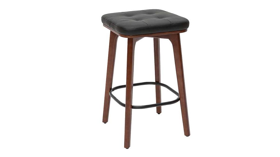 Chaise & Tabouret Miliboo Tabouret De Bar | Tabourets De Bar Vintage Noirs Et Bois Fonc 65 Cm (Lot De 2) Gramma