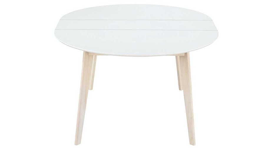 Table Miliboo Table Extensible | Table Manger Scandinave Ronde Extensible Blanc Et Bois L120-150 Cm Leena