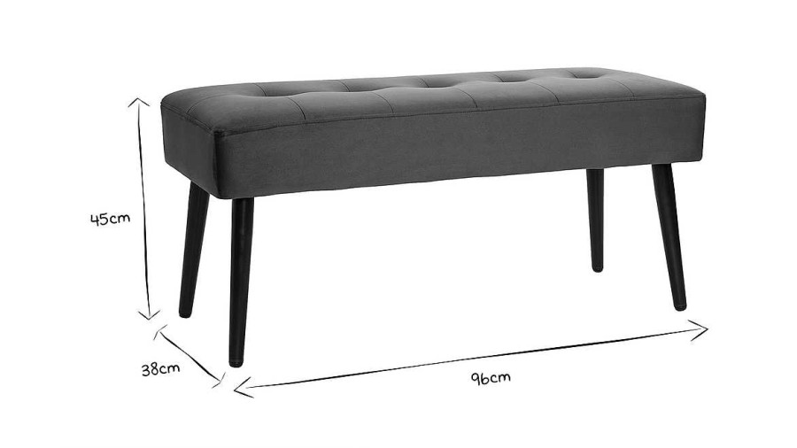 Chaise & Tabouret Miliboo Banc | Banc Design Capitonn En Tissu Velours Vert Fonc Et M Tal Noir L95 Cm Guesta