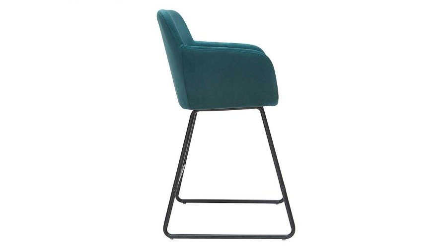 Chaise & Tabouret Miliboo Tabouret De Bar | Tabourets De Bar En Velours Bleu P Trole H65 Cm (Lot De 2) Amika