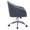 Chaise & Tabouret Miliboo | Chaise De Bureau Roulettes Capitonn E En Tissu Velours Gris Fonc Et Acier Chrom Sharon