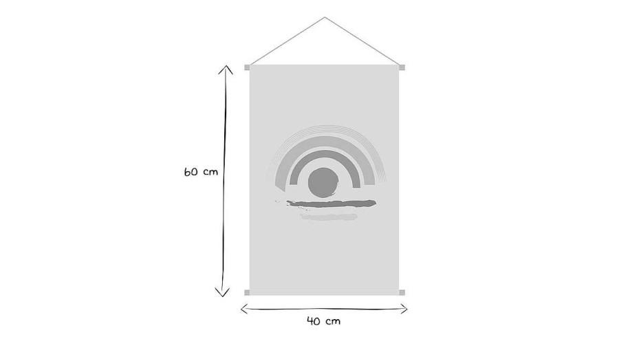 Enfant Miliboo | Kakemono Enfant Tableau En Toile Suspendue Arc-En-Ciel L40 X H60 Cm Happy
