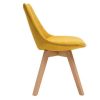 Chaise & Tabouret Miliboo Chaise Design | Chaises Scandinaves En Tissu Effet Velours Jaune Moutarde Et Bois Clair (Lot De 2) Matilde