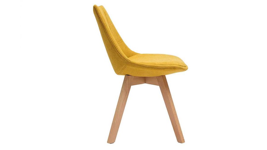 Chaise & Tabouret Miliboo Chaise Design | Chaises Scandinaves En Tissu Effet Velours Jaune Moutarde Et Bois Clair (Lot De 2) Matilde